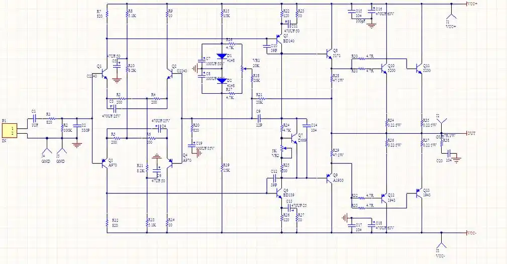 这是我最近做的功放板,5200和1943对管 ,两块 我想知道不把功放管接上