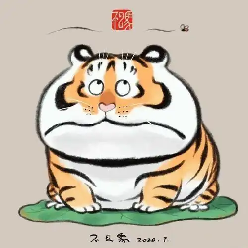2022虎年新年简笔画,他把猛虎画成治愈人心灵的萌虎 - 以定网