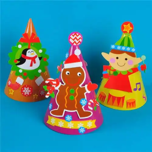 圣诞节手工diy圣诞纸质帽子制作材料包儿童活动装扮礼帽幼儿园