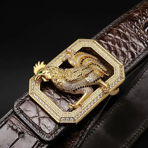 泰国鳄鱼皮皮带男礼盒不锈钢镶钻钢扣鳄鱼龙头皮带男鳄鱼皮腰带男
