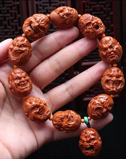 东专柜6965【旗舰优选】橄榄核手串恶僧核雕圆籽大籽雕刻文玩手链