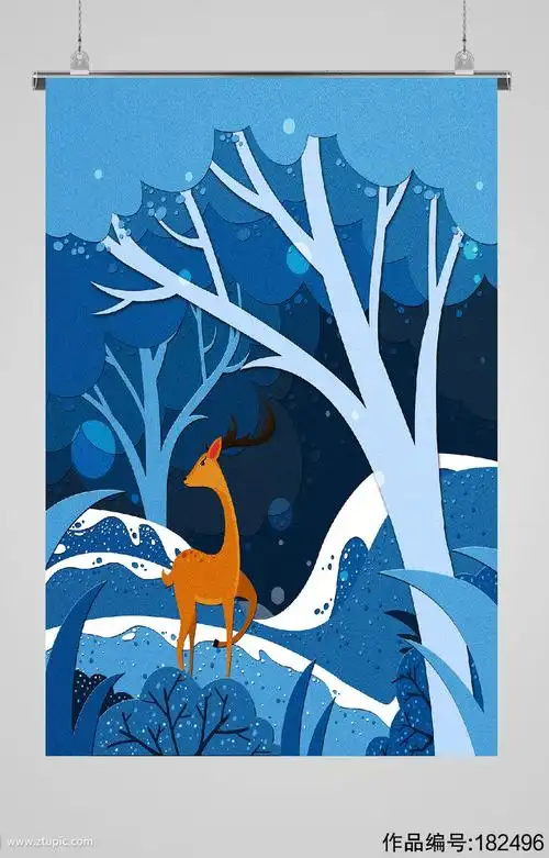 唯美麋鹿插图装饰画-插画素材下载-众图网