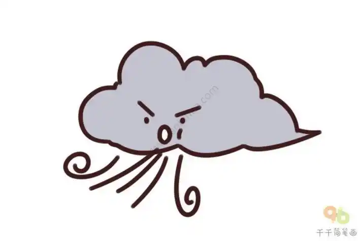 刮大风简笔画彩色