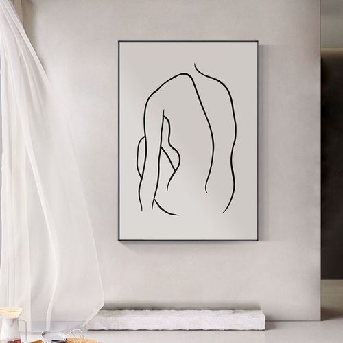 毕加索抽象黑白灰人体线条装饰画巨型客厅沙发背景墙落地大幅挂画