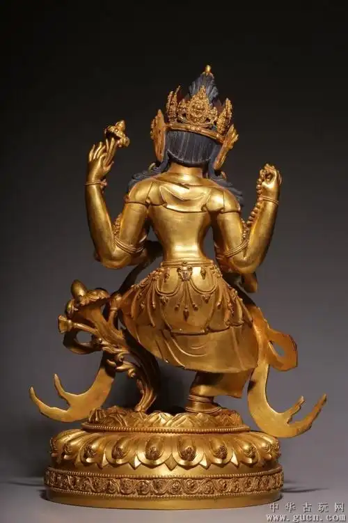 明代,"大明永乐年施"款铜鎏金四臂观音立像 - 中华古玩网 - 古董收藏