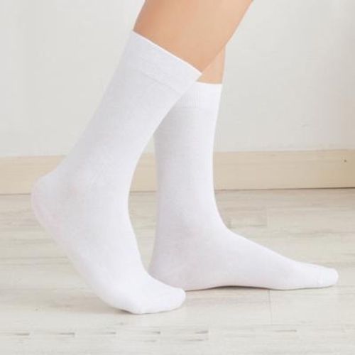 白色男士长筒袜学院风纯白棉袜中筒纯色学生吸汗防臭黑色高筒袜子