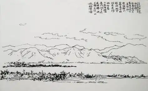 云南洱海风景简笔画