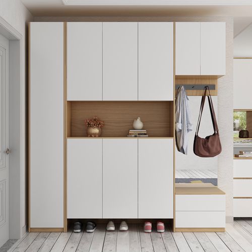 百爱优正 北欧入户组合鞋柜 大门靠墙玄关柜子一体 大容量家用门口带