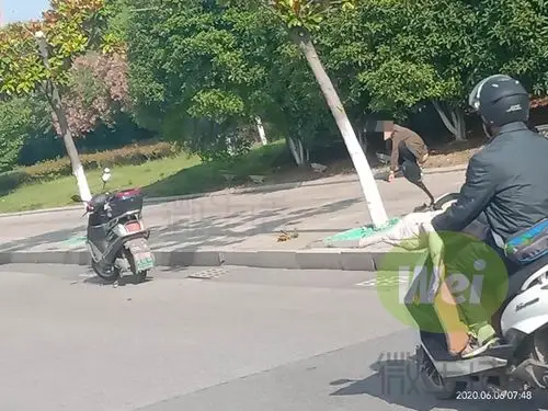 大男人蹲在马路边上拉大便,都不知道躲躲