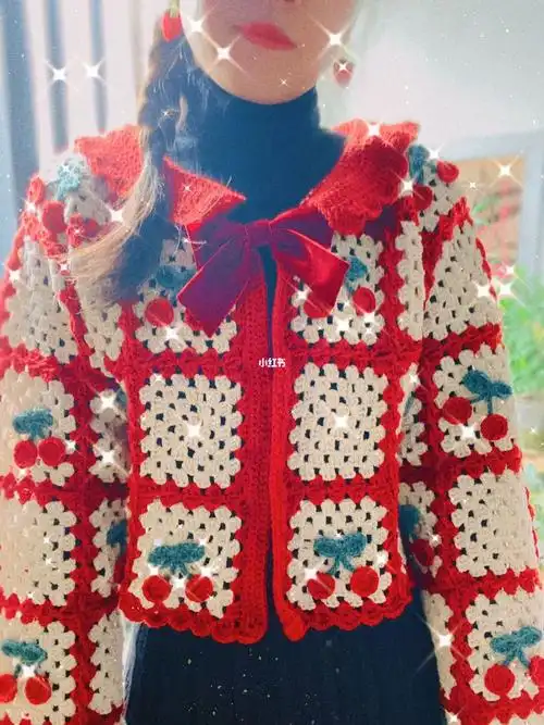 圣诞樱桃毛衣钩织图解