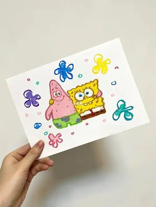 78海绵宝宝78简笔画油画棒临摹手绘