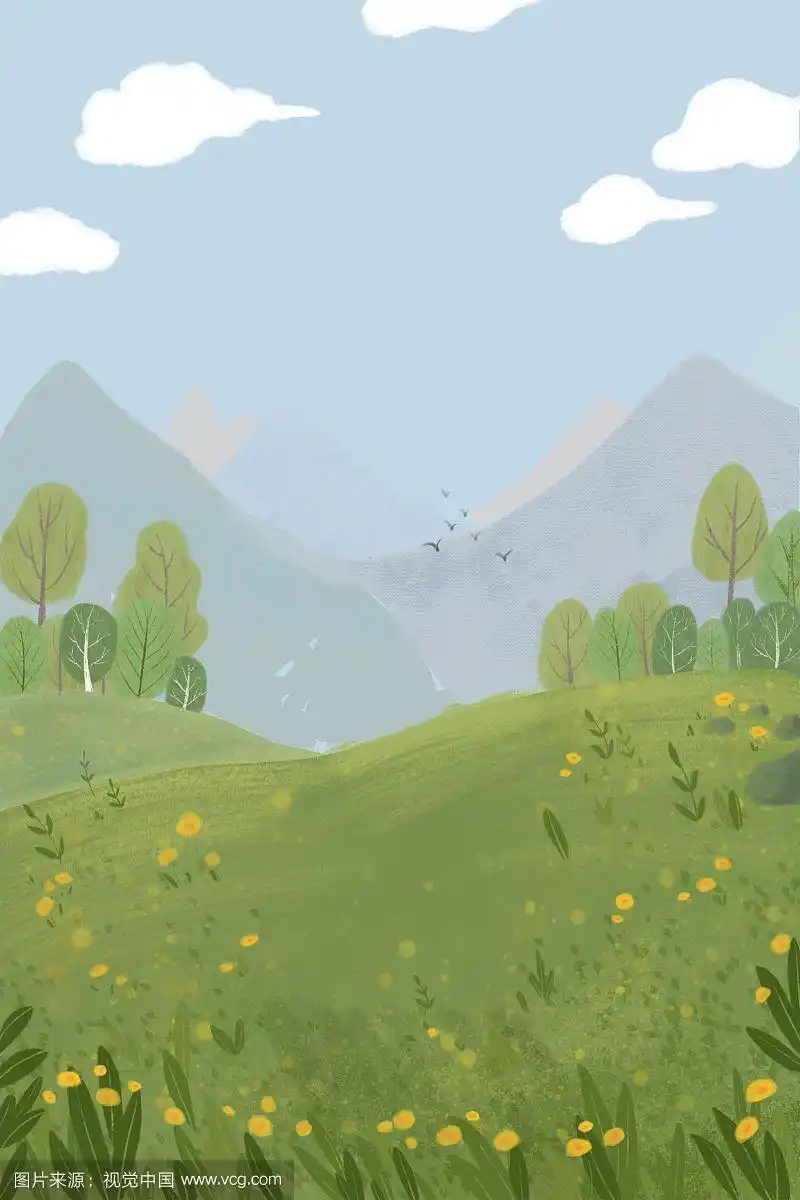 美丽的山间大自然景色背景插画