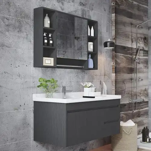 实木洗手盆柜组合卫浴套装镜柜洗漱台现代简约洗脸池面盆浴室柜60cm主