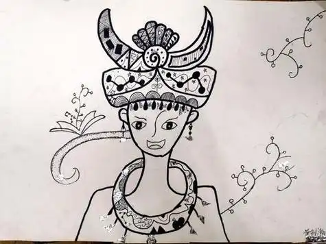 苗族姑娘简笔画项圈