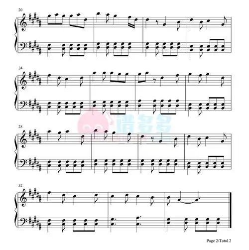 抖音程响等你归来钢琴谱