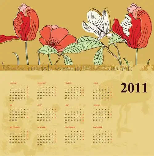 【eps】花朵的2011年日历表