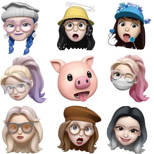 55张iphone自捏头像贴纸卡通可爱3d手机壳贴画防水笔记本行李箱电脑