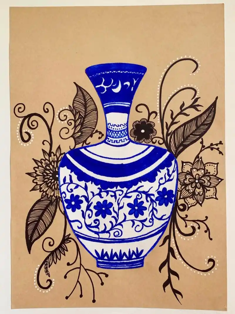 青花瓷 儿童简笔画 青花瓷