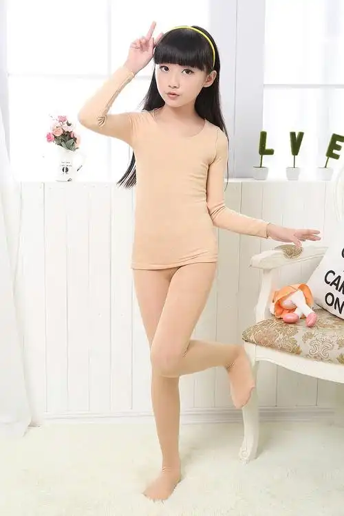 儿童肉色紧身打底衣女童肤隐形长袖舞蹈打底衫童加绒白色演出服肤色连