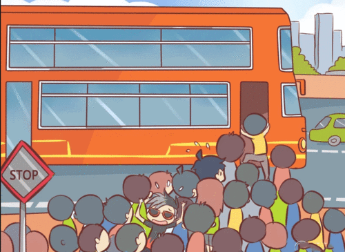 爆笑漫画,拥挤的公交车,到站都不能下!