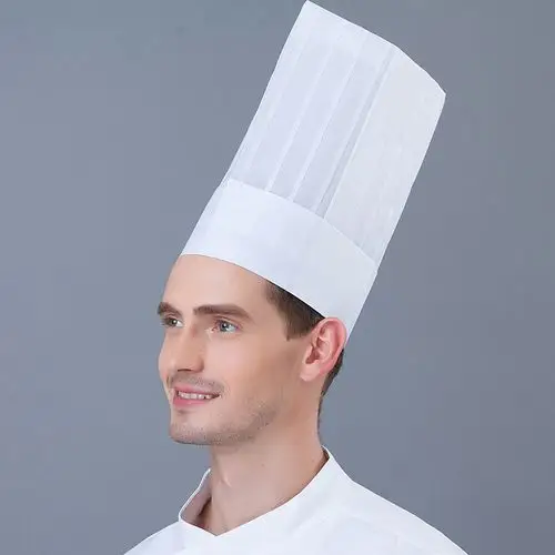 帽子厨师酒店餐厅厨房一次性无纺布高帽平顶圆顶帽子