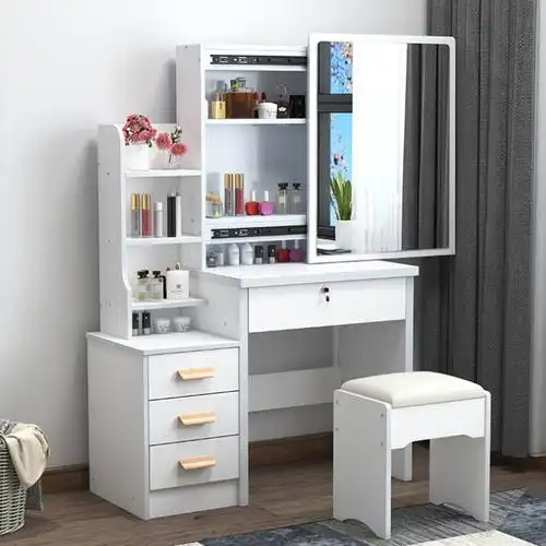 创无双卧室梳妆台镜子新款现代简约化妆桌子化妆柜台少女小型网红化妆