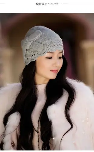 包头帽薄款夏季帽帽子女春春潮百搭蕾丝雷丝镂空针织女士贝雷帽 蝴蝶