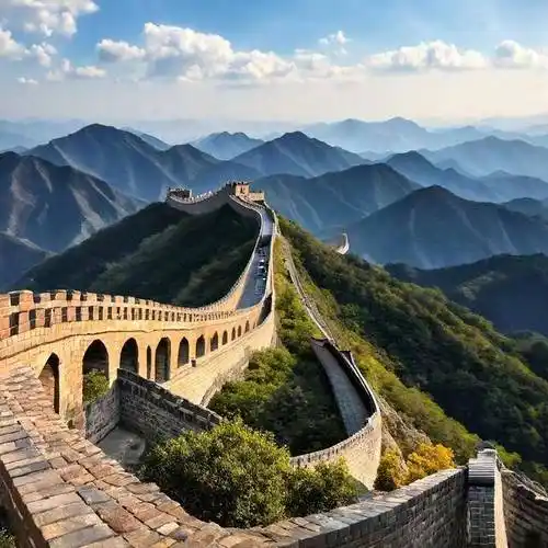 八达岭长城,地势险要,历史悠久,文化丰富,建筑雄伟,景色壮观,是中国