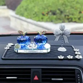 汽车香水座创意水晶苹果车内饰品摆件车载座式香水个性装饰用品圣诞