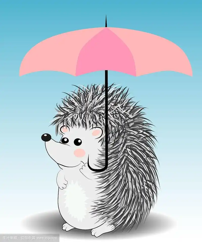 带着伞的可爱卡通刺猬