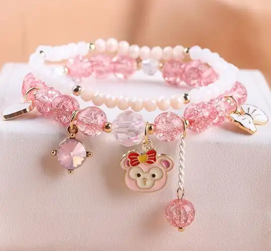 0成交5250件儿童手链女公主水晶手环闺蜜一对松紧带甜美小学生日礼物