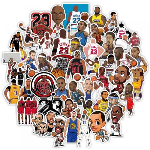 50张篮球明星nba乔丹卡通头像贴纸笔记本文具盒笔记本电脑头盔贴