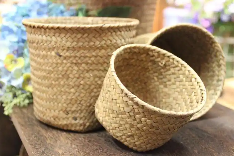 环保海草蓝 草编框 手工编织筐 置物篮 田园收纳 储物面包杂物蓝