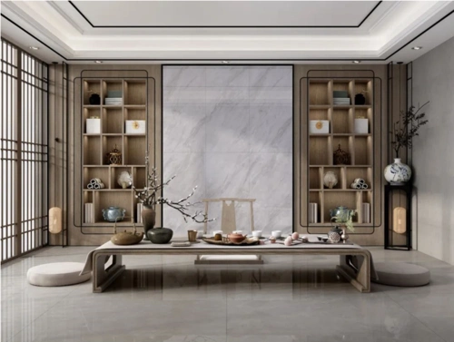 新品应用禅意和雅的新中式茶室背景墙让人不得不爱