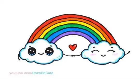 小孩子绘画儿童简笔画彩虹可爱