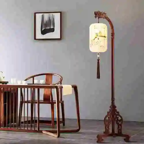 新中式立式落地灯古典禅意中国风客厅卧室竹灯具日式阳台茶室立灯