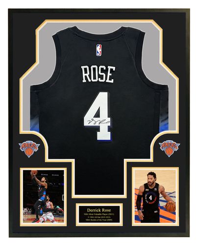rose德里克罗斯亲笔签名球衣 罗斯尼克斯4号城市版 带证书 裱框