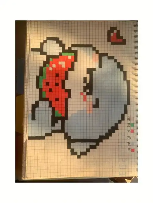 98今天是可爱的小鲨鱼～98有请我们可爱的@杨炫炫作者宝宝#像素画