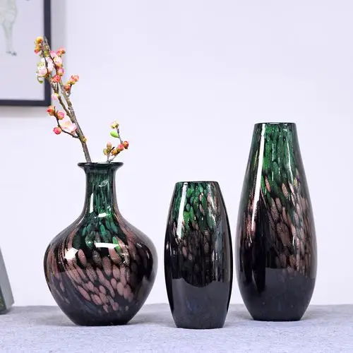 新款中式彩色花瓶 居家装饰古典玻璃花瓶 酒店桌台插花工艺品摆件