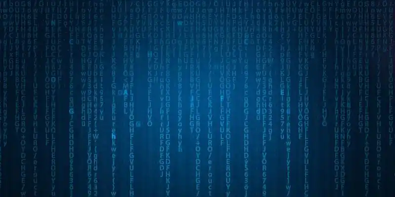 蓝色科技感商务简约代码数字串码科技展板背景信息数据背景