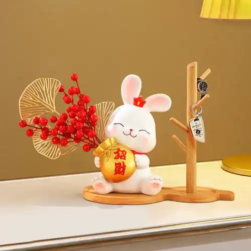 招财兔年大号摆件家居客厅装饰入户新年乔迁新居开业送礼搬家布置