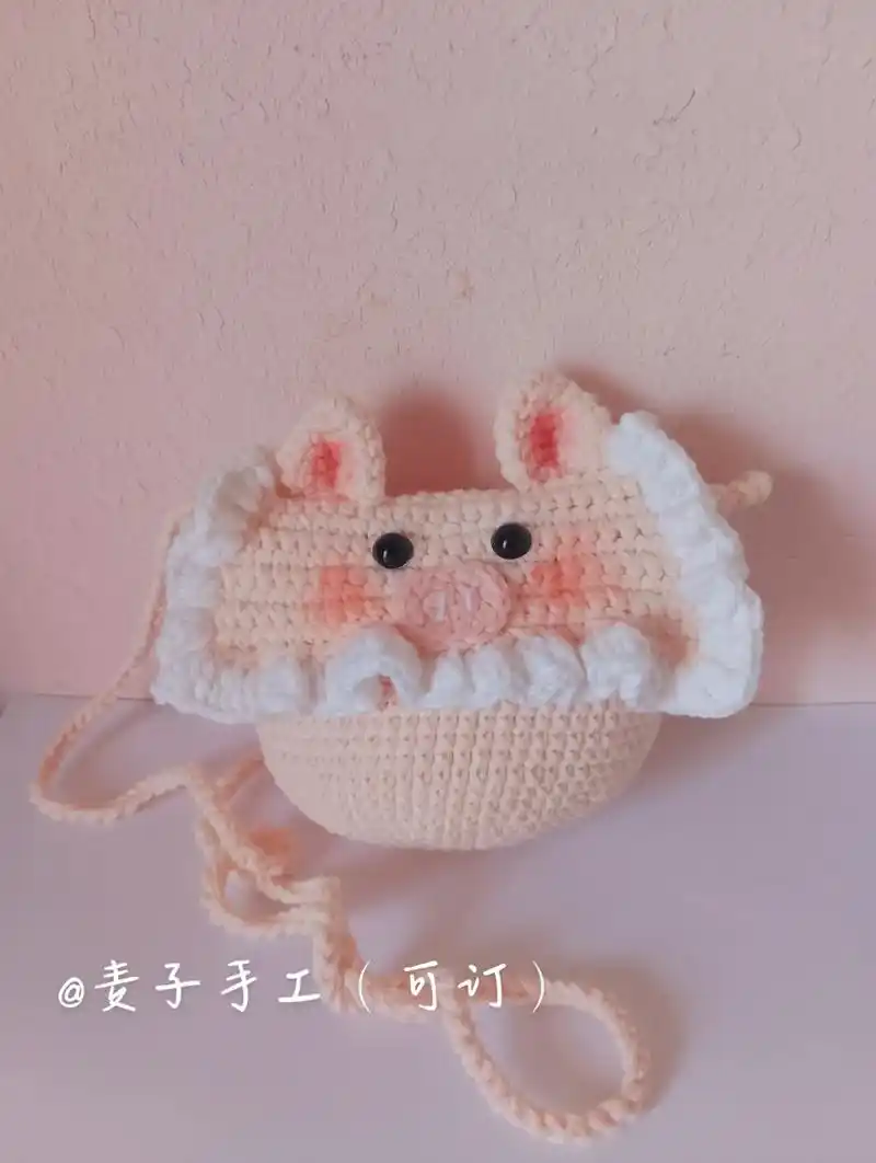 儿童款小猪斜挎包图解.终于有点空可以钩可爱的包包啦#图解#钩 - 抖音