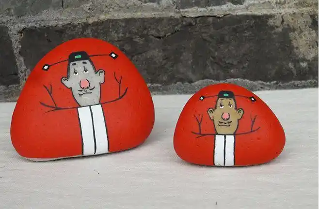 石头#手绘#红色