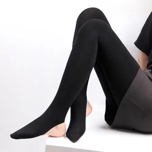 加绒连裤袜女秋冬中厚黑色保暖裤袜连脚加绒防勾丝显瘦加厚打底袜
