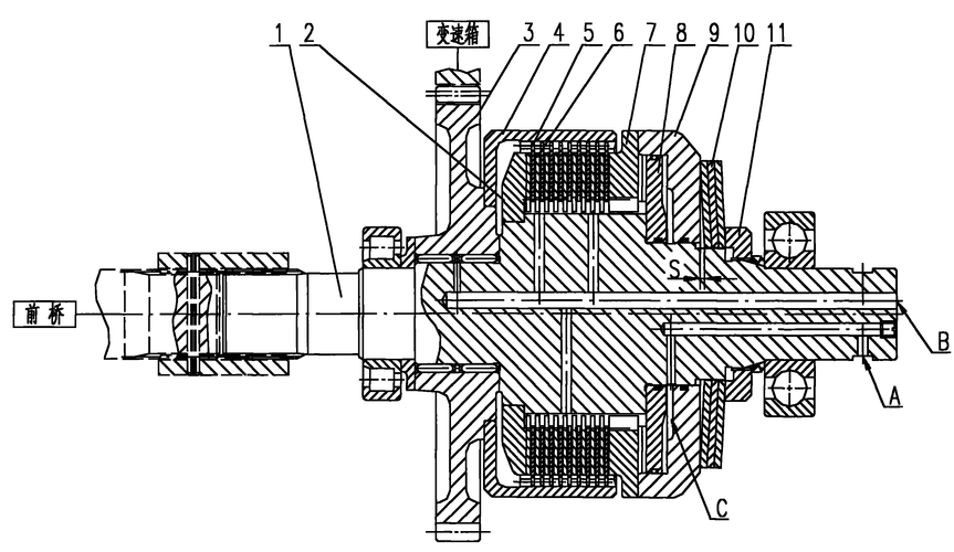 拖拉机用常压式湿式多片分动箱离合器