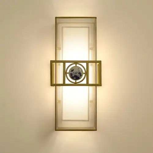 长方形卧室壁灯新中式中式现代简约金色客厅沙发背景墙壁灯