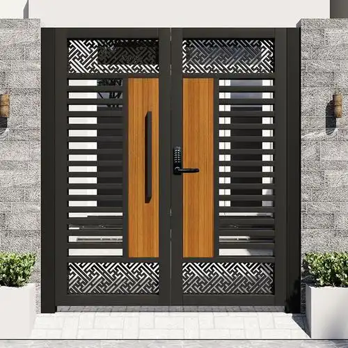 定制铁艺铝纹管庭院门别墅双开大门乡村户外院子门花园小区入户门