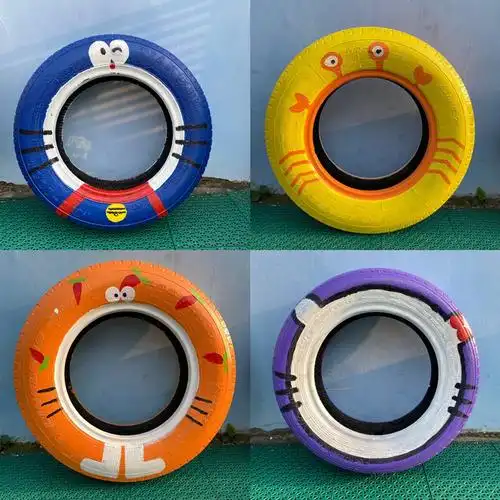 幼儿园白边油漆彩绘轮胎室外墙面涂鸦防水防晒水泥花盆专用外墙乳胶漆