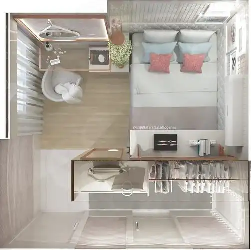 衣柜正视图&俯视图如果你家中没有特别设置衣帽间,那就在卧室中放一个