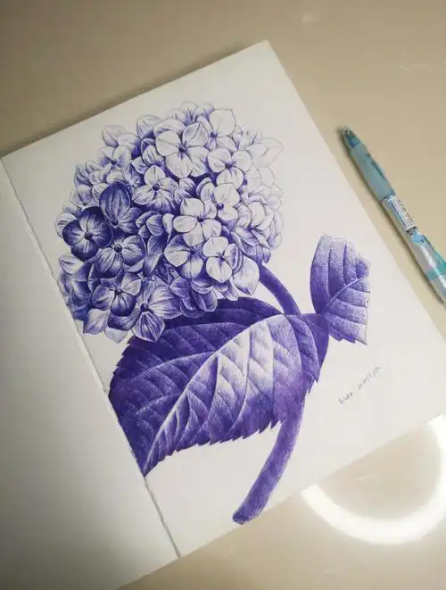 圆珠笔画旧画新更